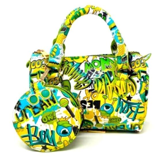 2-N-1 Graffiti Mini Handbag and Wallet - Picture 2 of 4